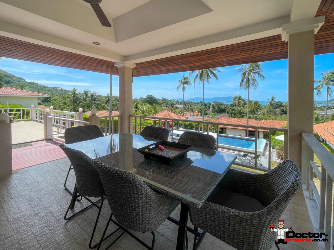 Spacious 5 Bedroom Private Pool Villa with Sea View – Bo Phut, Koh Samui – For Sale